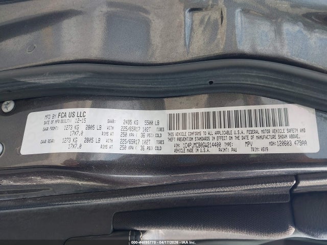 2016 Jeep Cherokee Latitude მანქანა იყიდება აუქციონზე, vin: 1C4PJMCB0GW214400, აუქციონის ნომერი: 44895770