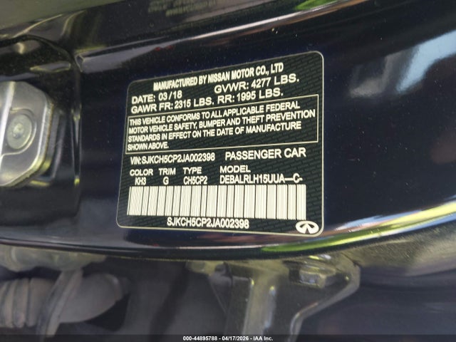 Продаж на аукціоні авто 2018 Infiniti Qx30 Essential, vin: SJKCH5CP2JA002398, номер лоту: 44895788