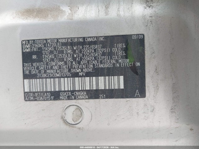 Продажа на аукционе авто 2009 Toyota Rav4 Limited V6, vin: 2T3BK31V39W013705, номер лота: 44895810