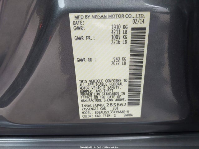Nissan Altima 2.5 S 2014 1N4AL3AP4EC285662 Image 9