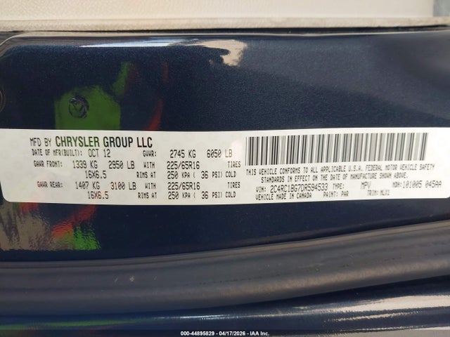 Продаж на аукціоні авто 2013 Chrysler Town & Country Touring, vin: 2C4RC1BG7DR594533, номер лоту: 44895829