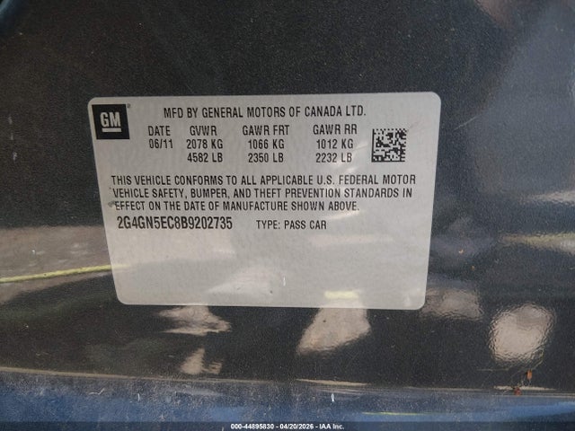 Aukcja sprzedaży 2011 Buick Regal Cxl Oshawa, vin: 2G4GN5EC8B9202735, numer aukcji: 44895830