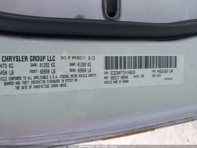 44895845 :رقم المزاد ، 2C3CDXAT7EH146633 vin ، 2014 Dodge Charger Police مزاد بيع