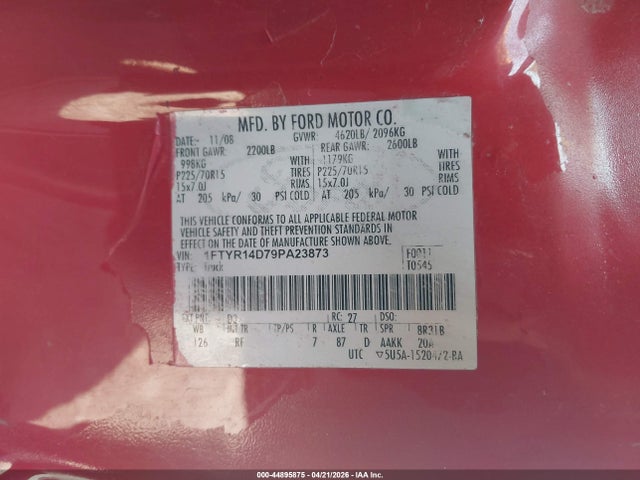 Продажа на аукционе авто 2009 Ford Ranger Xl/xlt, vin: 1FTYR14D79PA23873, номер лота: 44895875