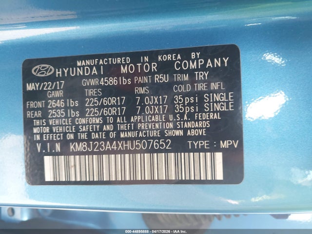 Продаж на аукціоні авто 2017 Hyundai Tucson Se, vin: KM8J23A4XHU507652, номер лоту: 44895888