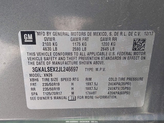Продаж на аукціоні авто 2018 Gmc Terrain Denali, vin: 3GKALSEX2JL246697, номер лоту: 44895892