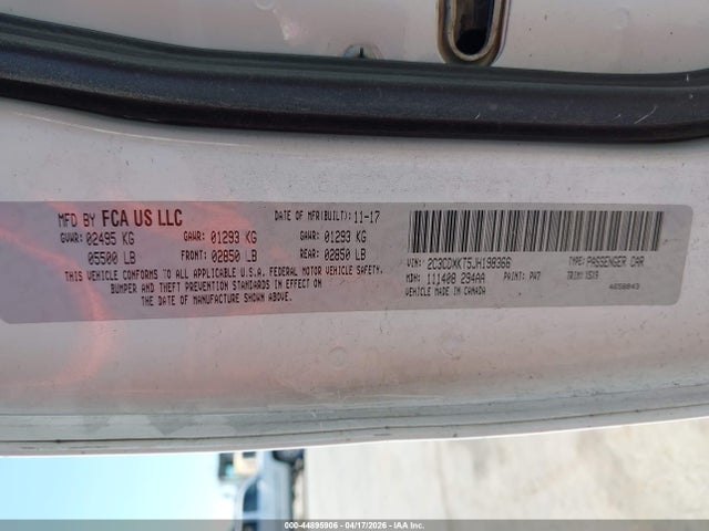 44895906 :رقم المزاد ، 2C3CDXKT5JH198366 vin ، 2018 Dodge Charger Police Awd مزاد بيع