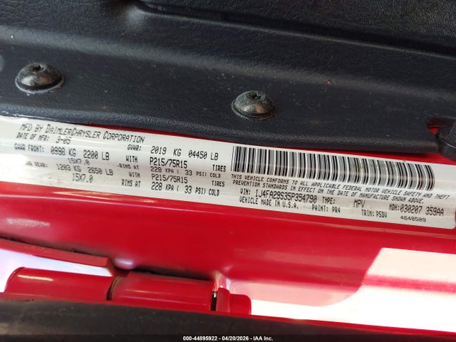 Aukcja sprzedaży 2005 Jeep Wrangler Se, vin: 1J4FA29S35P354790, numer aukcji: 44895922