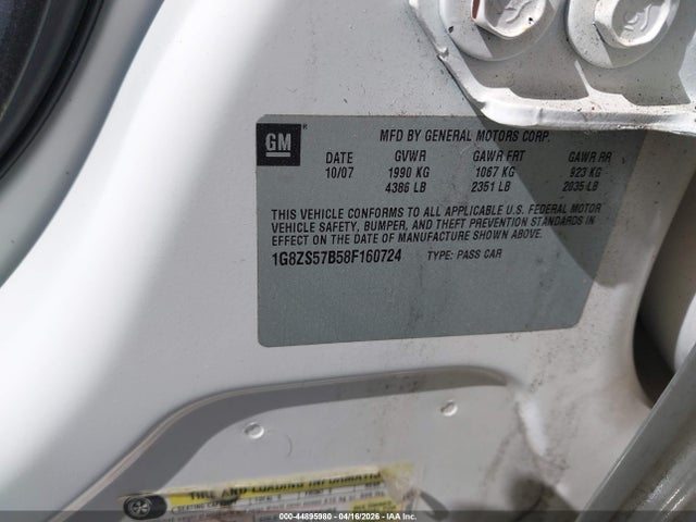 Aukcja sprzedaży 2008 Saturn Aura Xe, vin: 1G8ZS57B58F160724, numer aukcji: 44895980