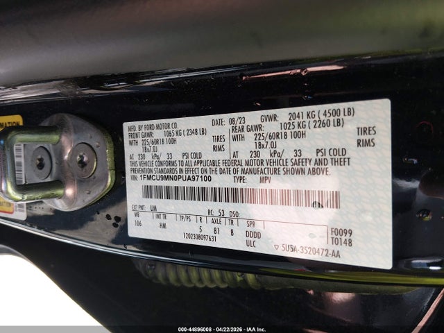 Aukcja sprzedaży 2023 Ford Escape St-line, vin: 1FMCU9MN0PUA97100, numer aukcji: 44896008