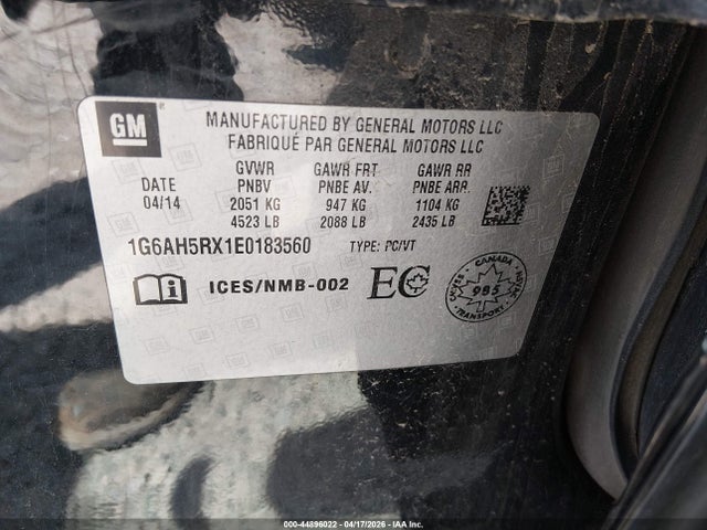 Aukcja sprzedaży 2014 Cadillac Ats Luxury, vin: 1G6AH5RX1E0183560, numer aukcji: 44896022