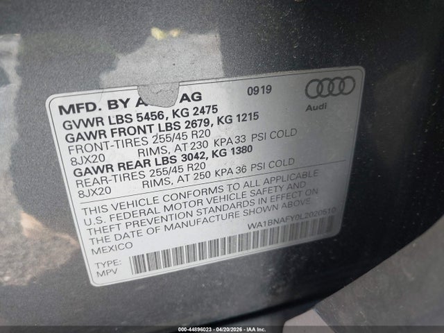 Aukcja sprzedaży 2020 Audi Q5 Premium Plus 45 Tfsi Quattro S Tronic, vin: WA1BNAFY0L2020510, numer aukcji: 44896023