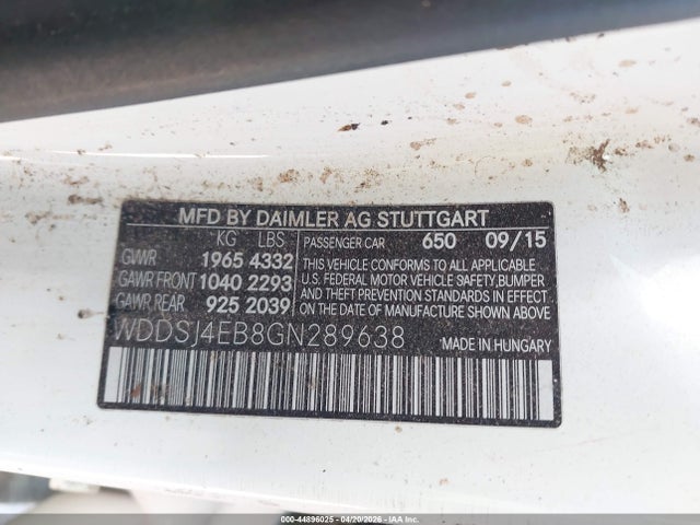 Продаж на аукціоні авто 2016 Mercedes-benz Cla 250, vin: WDDSJ4EB8GN289638, номер лоту: 44896025