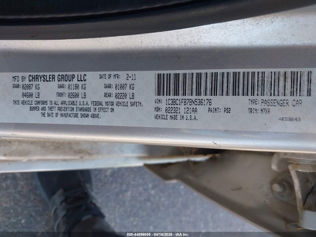 Aukcja sprzedaży 2011 Chrysler 200 Touring, vin: 1C3BC1FB7BN536176, numer aukcji: 44896059