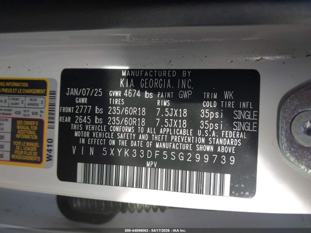 Продаж на аукціоні авто 2025 Kia Sportage Ex, vin: 5XYK33DF5SG299739, номер лоту: 44896063