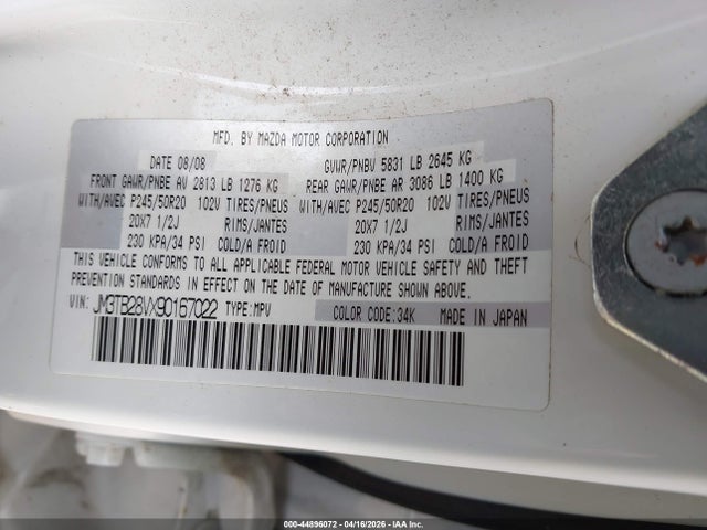 44896072 :رقم المزاد ، JM3TB28VX90167022 vin ، 2009 Mazda Cx-9 Grand Touring مزاد بيع