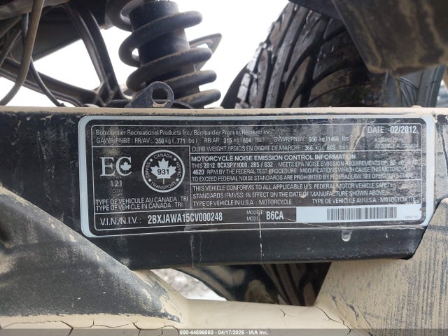 2012 Can-am Spyder Roadster Rs-s მანქანა იყიდება აუქციონზე, vin: 2BXJAWA15CV000248, აუქციონის ნომერი: 44896080