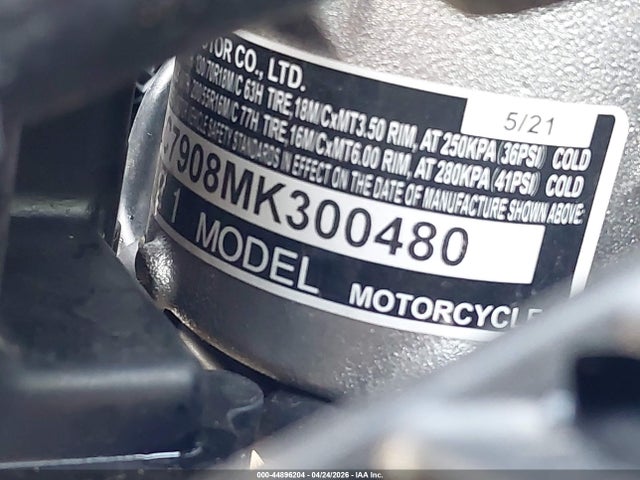 44896204 :رقم المزاد ، JH2SC7908MK300480 vin ، 2021 Honda Gl1800 مزاد بيع