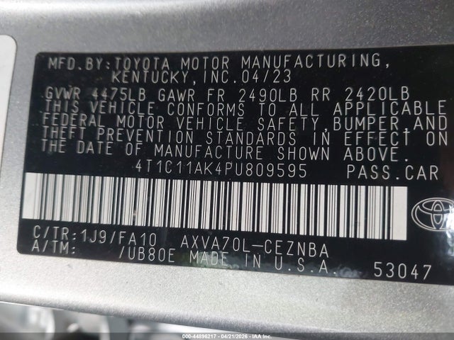 Toyota CAMRY LE 2023 4T1C11AK4PU809595 Image 9