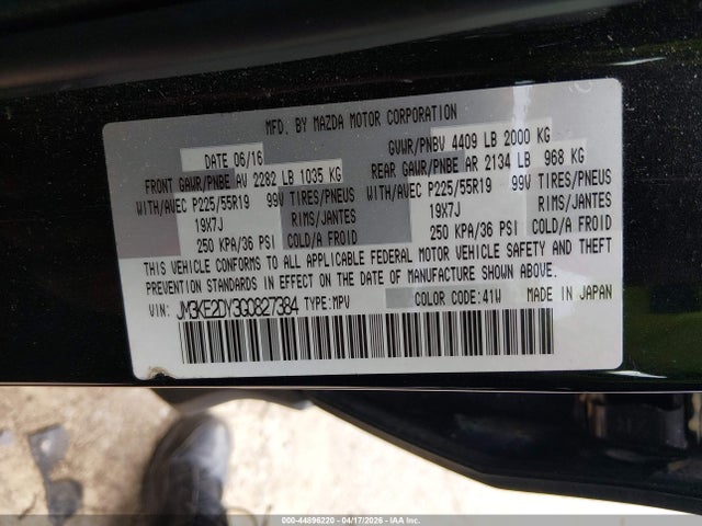 Продаж на аукціоні авто 2016 Mazda Cx-5 Grand Touring, vin: JM3KE2DY3G0827384, номер лоту: 44896220