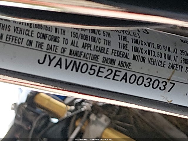 44896231 :رقم المزاد ، JYAVN05E2EA003037 vin ، 2014 Yamaha Xvs950 Cu مزاد بيع