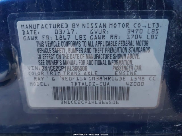 Aukcja sprzedaży 2017 Nissan Versa Note Sv, vin: 3N1CE2CP1HL366506, numer aukcji: 44896289