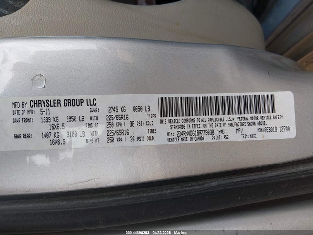 Продаж на аукціоні авто 2011 Dodge Grand Caravan Express, vin: 2D4RN4DG1BR779038, номер лоту: 44896293