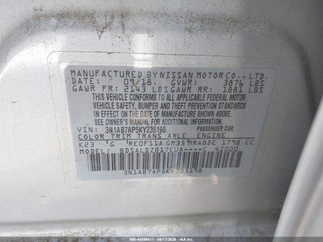 3N1AB7AP5KY235198 Nissan SENTRA SV