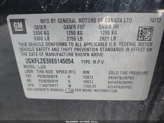 44896502 :رقم المزاد ، 2GKFLZE38E6145654 vin ، 2014 Gmc Terrain Denali مزاد بيع