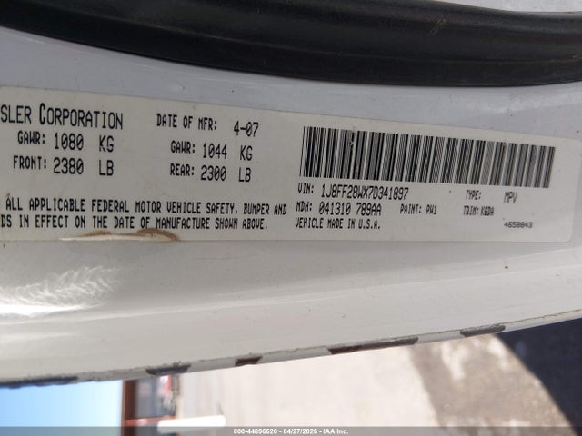 Продажа на аукционе авто 2007 Jeep Patriot Sport, vin: 1J8FF28WX7D341897, номер лота: 44896620