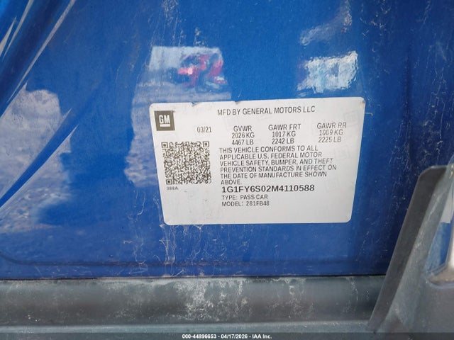 1G1FY6S02M4110588 Chevrolet Bolt Ev Fwd Lt