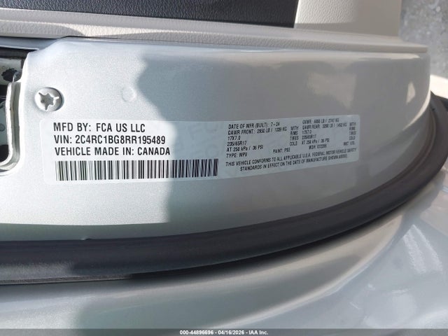 Продаж на аукціоні авто 2024 Chrysler Pacifica Touring L, vin: 2C4RC1BG8RR195489, номер лоту: 44896696