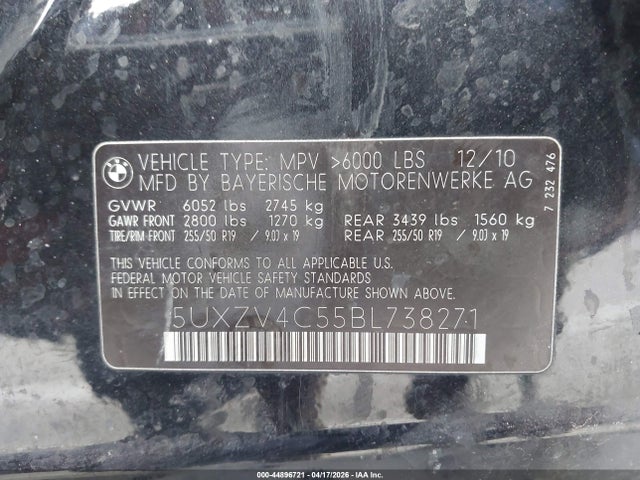 Продажа на аукционе авто 2011 Bmw X5 Xdrive35i/xdrive35i Premium/xdrive35i Sport Activity, vin: 5UXZV4C55BL738271, номер лота: 44896721