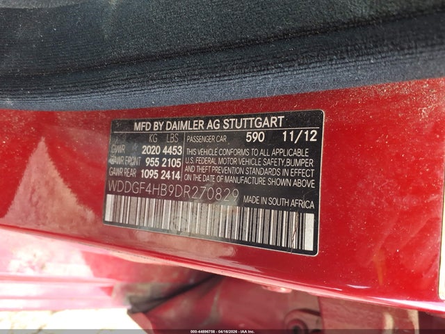 44896758 :رقم المزاد ، WDDGF4HB9DR270829 vin ، 2013 Mercedes-benz C 250 Sport مزاد بيع