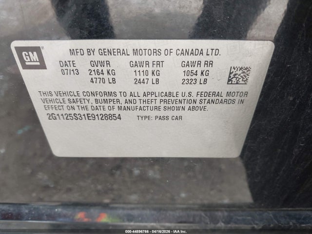2014 Chevrolet Impala 2lt მანქანა იყიდება აუქციონზე, vin: 2G1125S31E9128854, აუქციონის ნომერი: 44896766