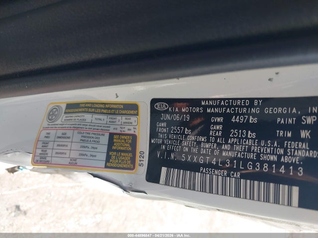 2020 Kia Optima Lx მანქანა იყიდება აუქციონზე, vin: 5XXGT4L31LG381413, აუქციონის ნომერი: 44896847