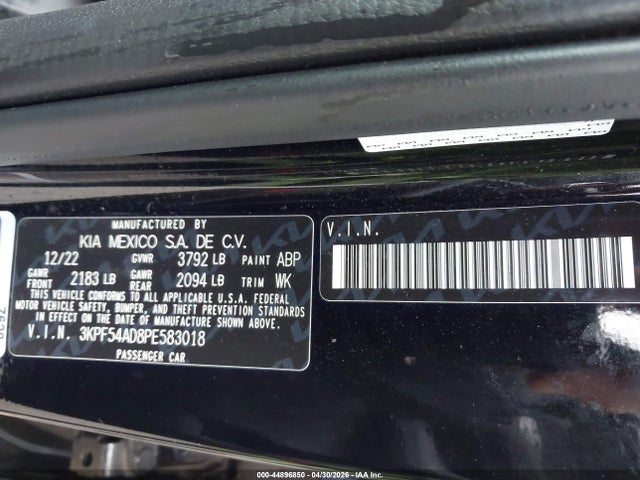 Aukcja sprzedaży 2023 Kia Forte Gt-line, vin: 3KPF54AD8PE583018, numer aukcji: 44896850