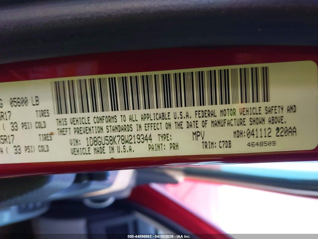 Продаж на аукціоні авто 2008 Dodge Nitro Slt/rt, vin: 1D8GU58K78W219344, номер лоту: 44896862