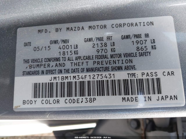 Aukcja sprzedaży 2015 Mazda Mazda3 S Grand Touring, vin: JM1BM1M34F1275431, numer aukcji: 44896875