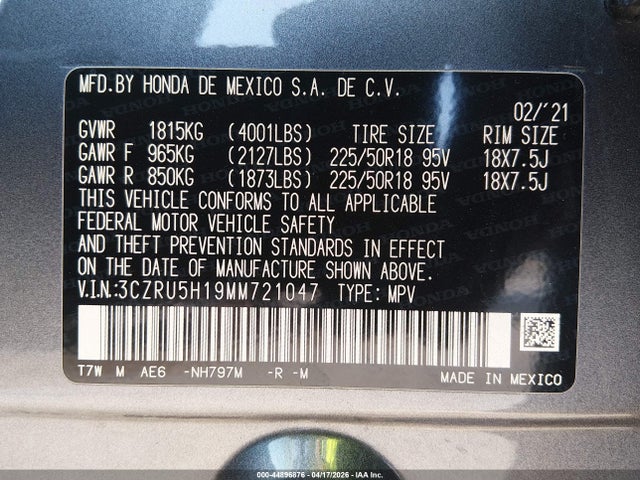 3CZRU5H19MM721047 Honda Hr-v 2wd Sport