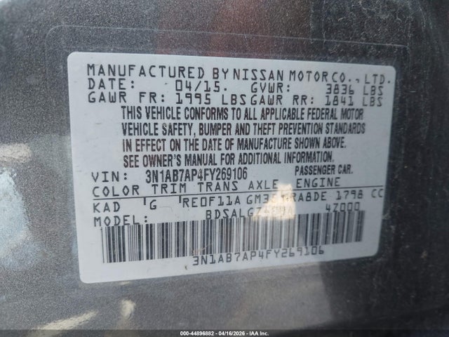 3N1AB7AP4FY269106 Nissan SENTRA SL