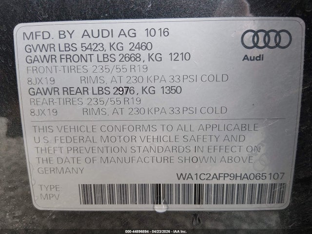 WA1C2AFP9HA065107 Audi Q5 2.0t Premium