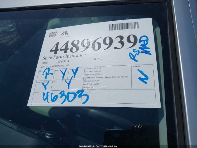JTDKDTB31G1117547 Toyota Prius C One