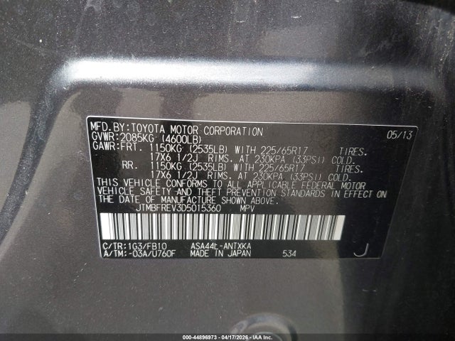 Aukcja sprzedaży 2013 Toyota Rav4 Le, vin: JTMBFREV3D5015360, numer aukcji: 44896973