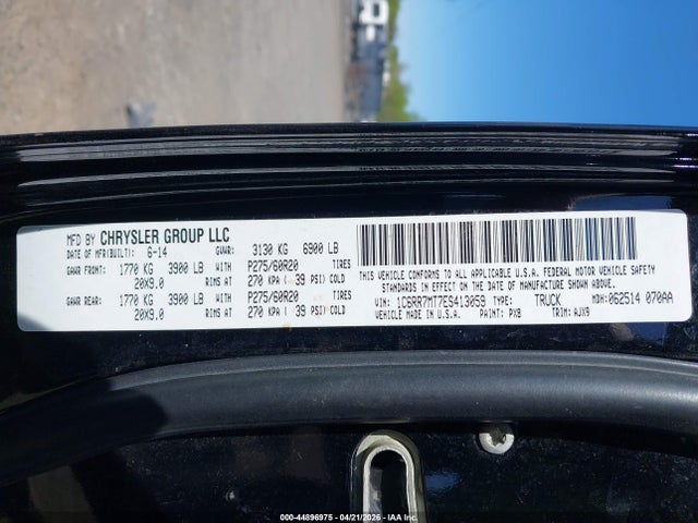 2014 Ram 1500 Sport მანქანა იყიდება აუქციონზე, vin: 1C6RR7MT7ES413059, აუქციონის ნომერი: 44896975