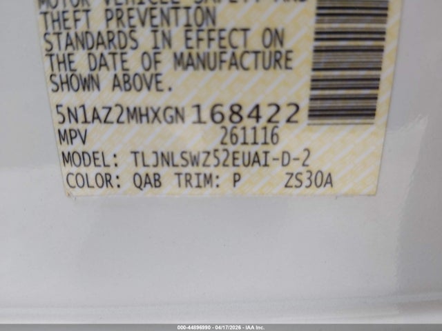 5N1AZ2MHXGN168422 Nissan Murano Platinum