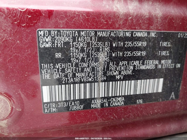 Продаж на аукціоні авто 2025 Toyota Rav4 Xle Premium, vin: 2T3A1RFV8SW513584, номер лоту: 44897021
