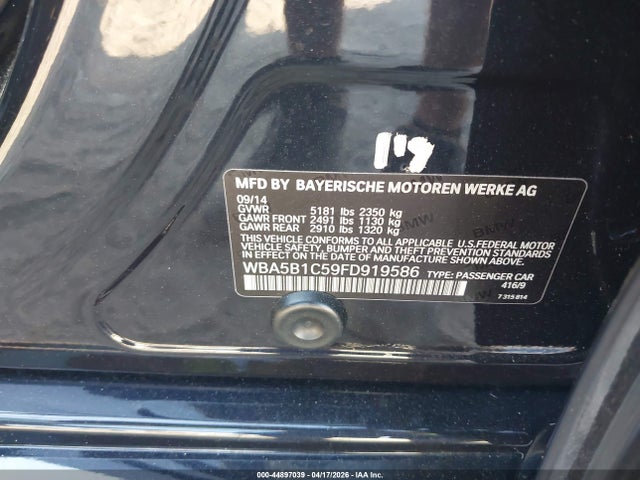 Продаж на аукціоні авто 2015 Bmw 535i, vin: WBA5B1C59FD919586, номер лоту: 44897039