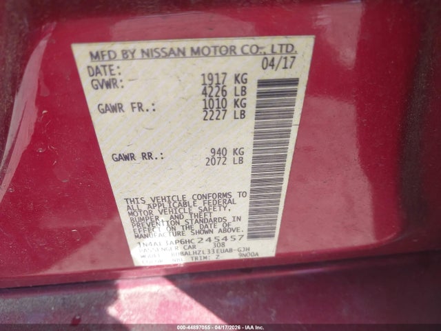 1N4AL3AP6HC245457 Nissan Altima 2.5 Sr