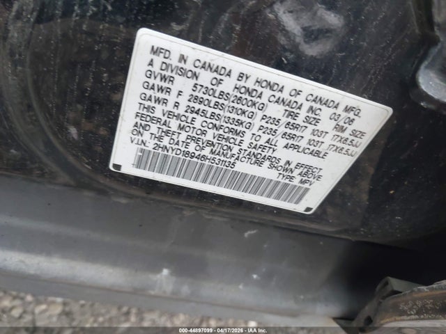 Продаж на аукціоні авто 2006 Acura Mdx, vin: 2HNYD18946H531135, номер лоту: 44897099
